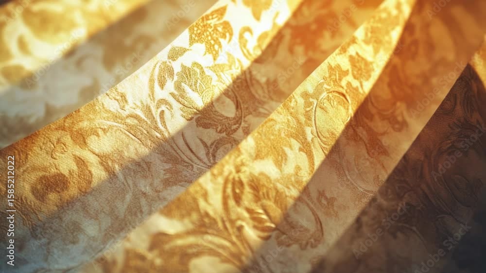 Aufkleber a close-up shot of a curtain with a repeating pattern, suitable for use in interior design or fashio