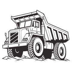 Heavy duty construction dump truck with large tires heavy equipment vehicle
