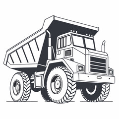 Heavy duty dump truck with large tires and open bed construction vehicle heavy machinery