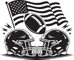 Obraz premium American Football Helmet and Flag Clipart