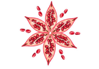 Isolated Artistic Pomegranate Seed Mandala