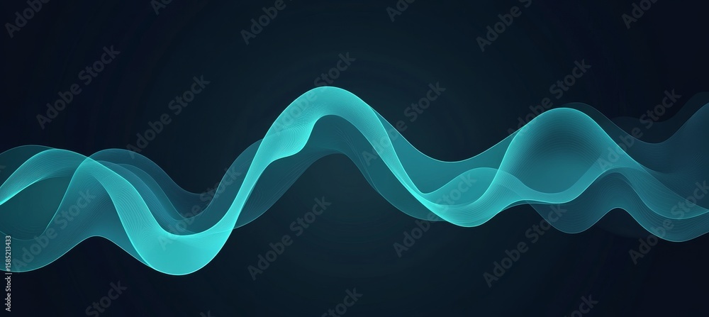 Poster dynamic upward turquoise wave abstract curve with elegant lines and seamless graphical elements