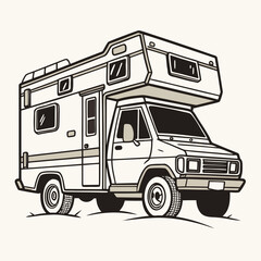 Motorhome vehicle with windows and tires camper recreational vehicle