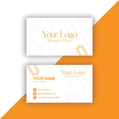 Orange and white color business card design template