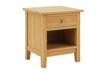 Isolated Wooden Bedside Table with Drawer