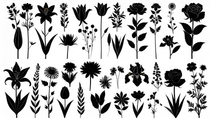Botanical flowers silhouette
