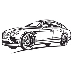 Naklejka premium Sleek black sports sedan with chrome accents luxury car