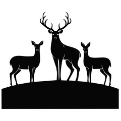 Elegant Deer Silhouette Vector Icon for Wildlife, Forest Animal, Hunting, and Nature Design Projects in Minimal Style