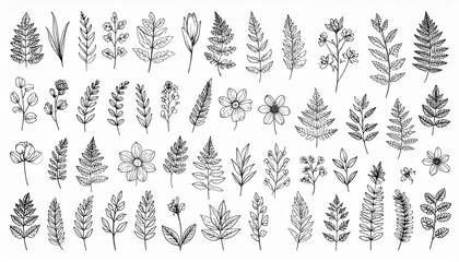 Minimalistic flower graphic sketch drawing trendy tiny tattoo design floral botanic element
