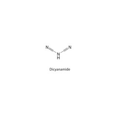 Dicyanamide skeletal structure. nitrile salt compound schematic illustration. Simple diagram, chemical formula.