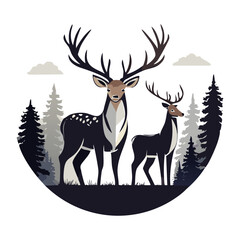 Elegant Deer Silhouette Vector Icon for Wildlife, Forest Animal, Hunting, and Nature Design Projects in Minimal Style