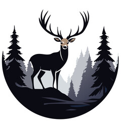 Elegant Deer Silhouette Vector Icon for Wildlife, Forest Animal, Hunting, and Nature Design Projects in Minimal Style