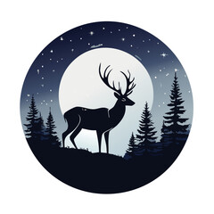 Elegant Deer Silhouette Vector Icon for Wildlife, Forest Animal, Hunting, and Nature Design Projects in Minimal Style