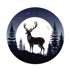 Elegant Deer Silhouette Vector Icon for Wildlife, Forest Animal, Hunting, and Nature Design Projects in Minimal Style