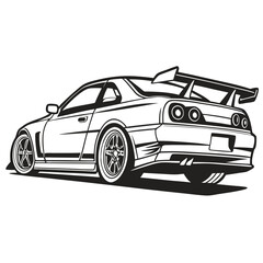 Sleek sports car with large spoiler racing car tuning