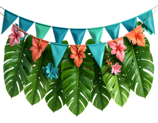 Bold Geometric Party Banners in Festive Colors, Flat Style, Transparent PNG Background