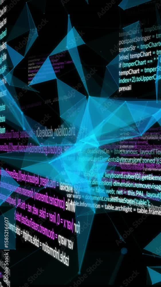 Aufkleber animation of data processing over glowing light trails on black background