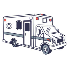 White ambulance with blue and red accents emergency vehicle