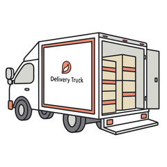 White delivery truck with packages vehicle transportation