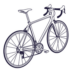 Obraz premium Sleek road bicycle outline with dark blue accents road bike cycling