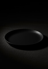 Empty Black Plate on Dark Background - Minimalist Food Photography