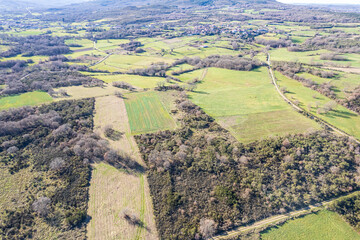 A Beautiful Green Landscape of Countryside Fields and Roads