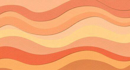 Abstract Layered Waves in Warm Earthy Tones of Orange and Peach Creating a Soft Composition