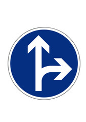 go strating and turn right sign together road sign