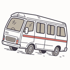 White minibus with red stripe and grey windows transportation