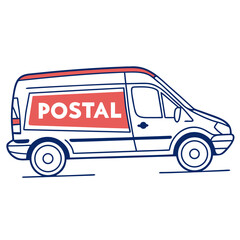 White postal van with red and blue accents delivery vehicle mail truck