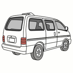 White taxi van with tinted windows and red taillights vehicle transportation