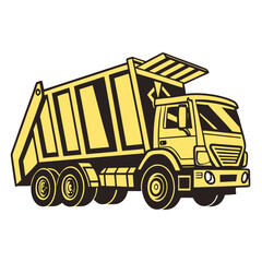 Yellow and black garbage truck waste management sanitation