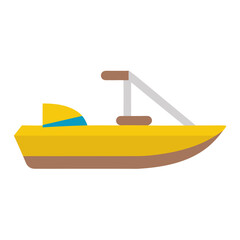 Yellow pedal boat with blue trim and brown accents watercraft