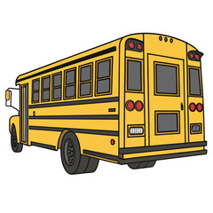 Yellow school bus with black stripes and windows transportation vehicle