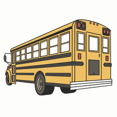Yellow school bus with black stripes and windows transportation vehicle