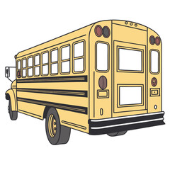 Yellow school bus with black stripes and windows transportation vehicle