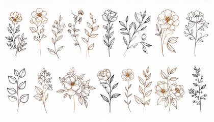 Hand drawn golden leaves ornament
