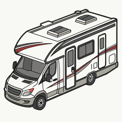 Naklejka premium White motorhome with red stripe accents camper travel