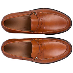 Top-Down View of Classic Driver Shoe with Fine Stitching Detail, Transparent PNG