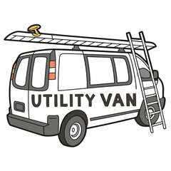 White utility van with ladder on roof white van roof rack