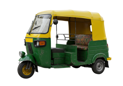 Isolated Traditional Indian Auto Rickshaw Three Wheeler