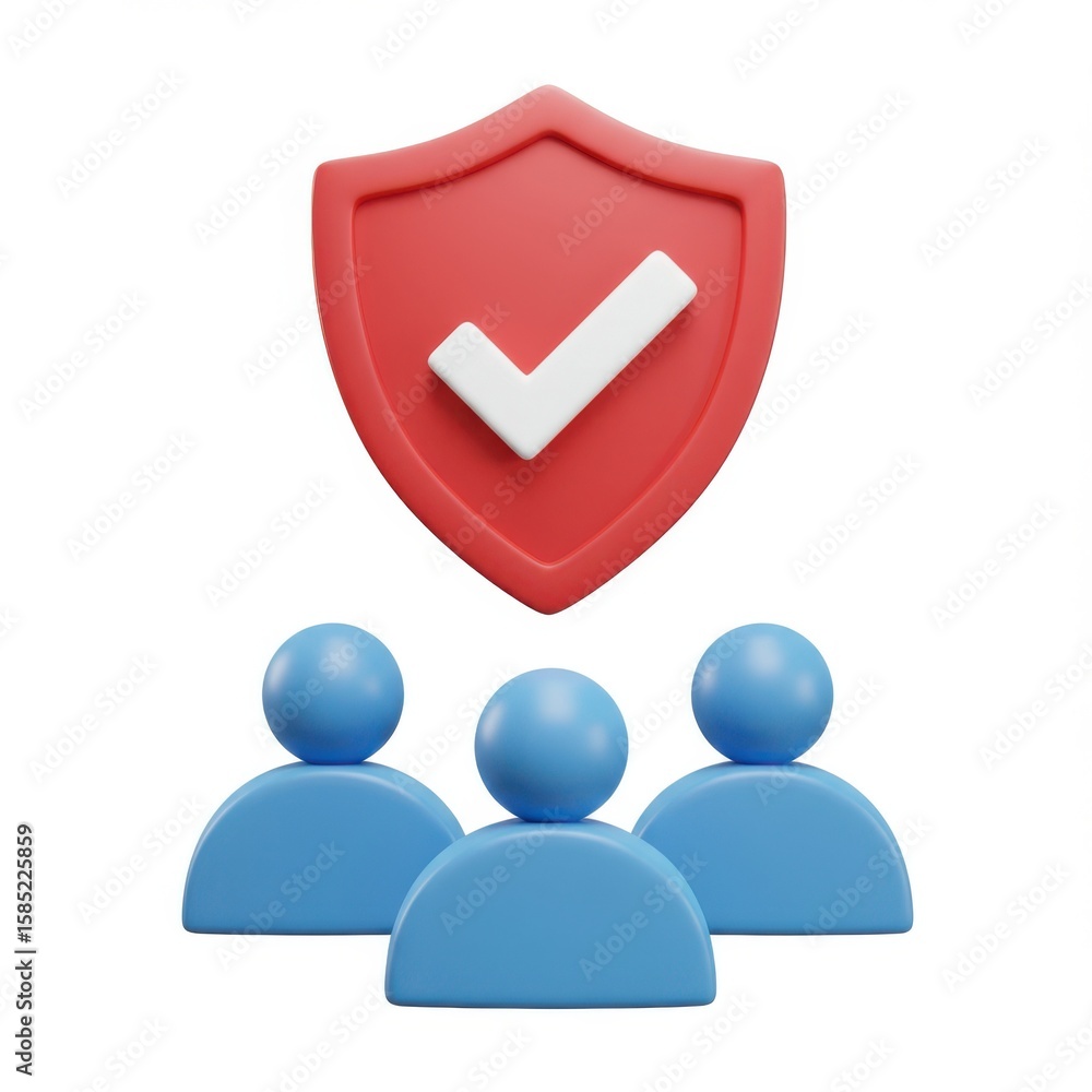 Poster 3d protected users shield icon isolated on white background