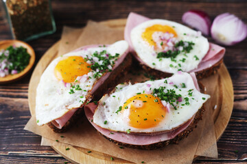 The Strammer Max sandwich, traditional dish in Germany Berlin and Saxon region