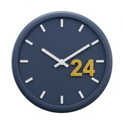 3d twenty four hour clock face isolated on white background