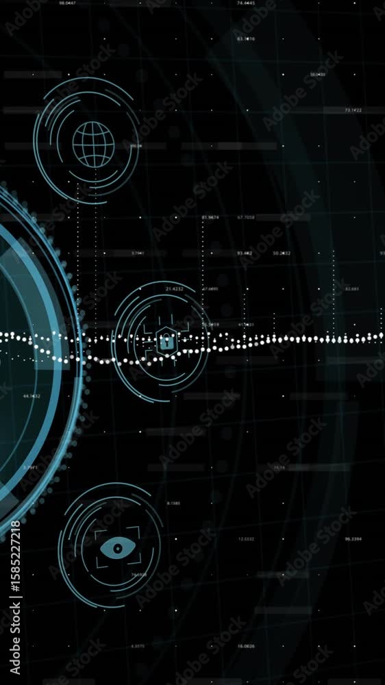 Poster animation of fingerprint and scope scanning over data processing