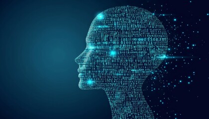 Obraz premium Futuristic Digital Intelligence Illustration of a Cognitive Machine and Technology Concepts