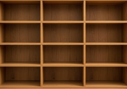 A wooden cube shelf unit offers multiple empty compartments for organized storage or display