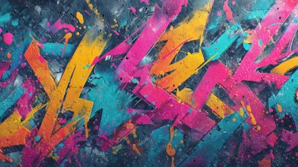 Vibrant Abstract Graffiti Art Colorful Texture Background Urban Street Style Design Pink Yellow Teal