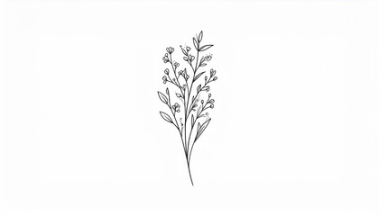 Obraz premium Illustration of a flower silhouette of a twig with flowers and leaves vector illustration 