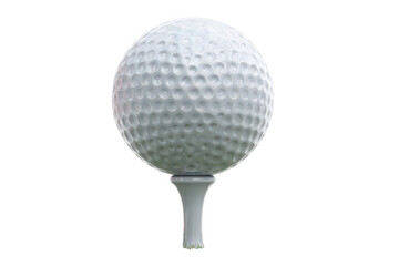 Golf ball on tee, white, round, textured